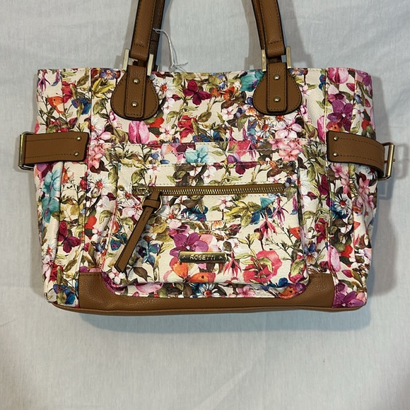 Rosetti Floral Tote Bag with Brown Accents - Picture 2 of 14